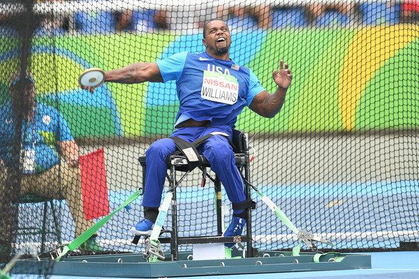 Jonnie Williams competing in the discus throw at the Rio 2016 Paralympic Games